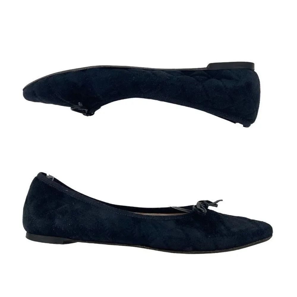 Patricia Green Womens Ballet Shoes Flat Slip On Quilted Pointed Toe Black 36